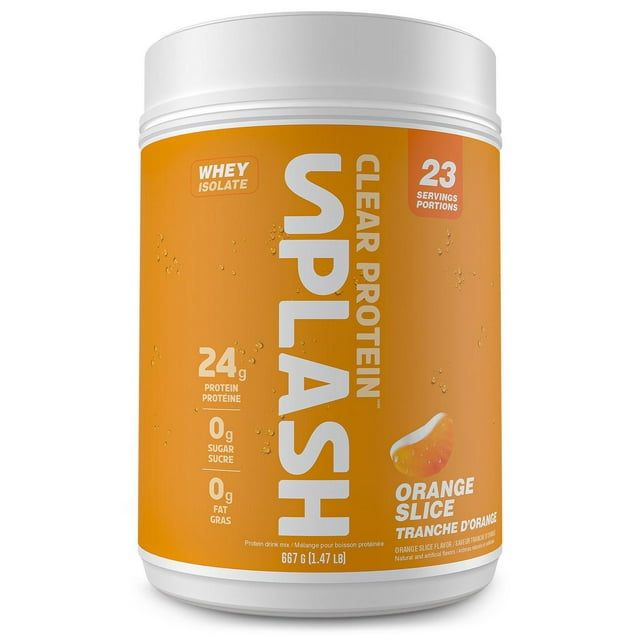 Revolution Nutrition, Splash Clear Isolate Protein, 100% Clear Whey Isolate Powder, 24g of Protein Per Scoop, Zero Sugar, Zero Carb, Candy Flavour, Collagen, 667g, Orange Slice (23 Servings)