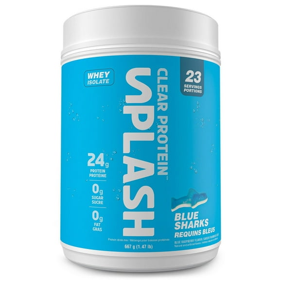 Revolution Nutrition, Splash Clear Isolate Protein, 100% Clear Whey Isolate Powder, 24g of Protein Per Scoop, Zero Sugar, Zero Carb, Candy Flavour, Collagen, 667g, Blue Sharks (23 Servings)