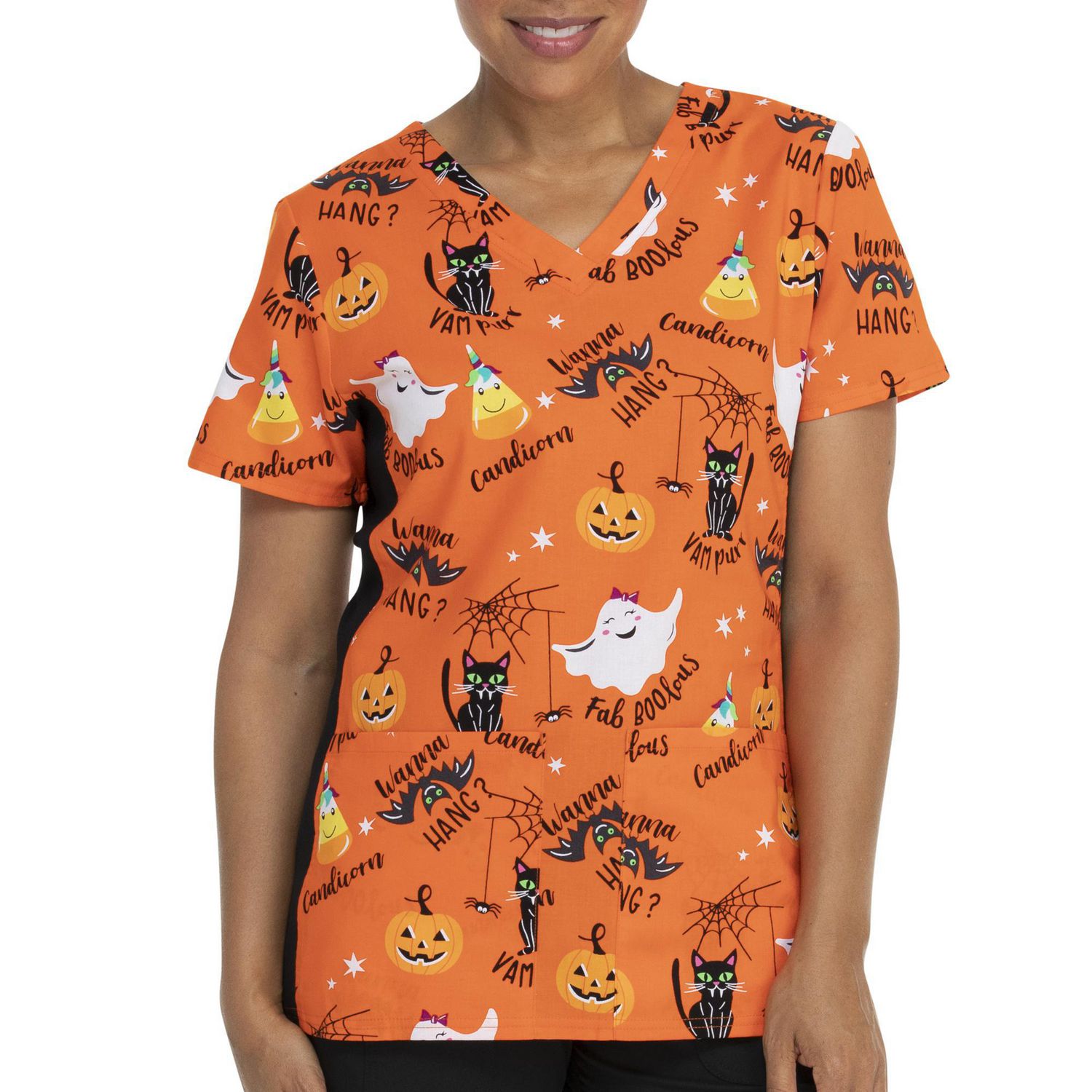 where-my-boo-s-at-v-neck-print-scrub-top-walmart-canada