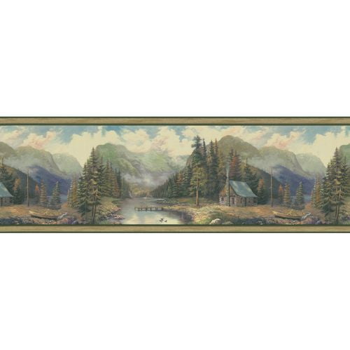 Papier Peint Bordure panorama de châlet en forêt