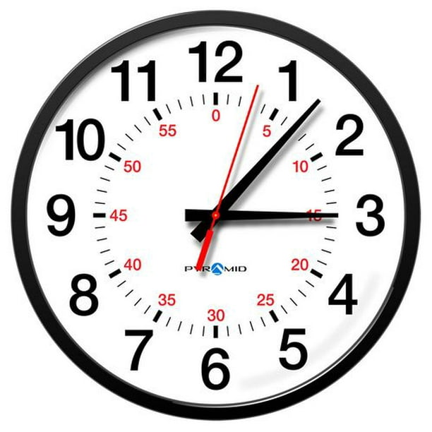 Horloge analogique sans fil Pyramid Standard 13” avec secondes
