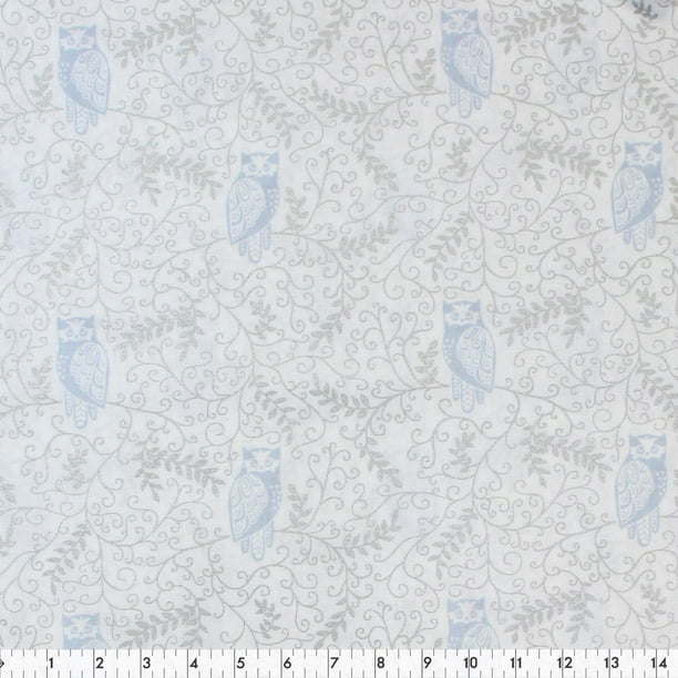 Tissu au mètre en coton Fabric Creations à motif d'hibou de Noël blanc