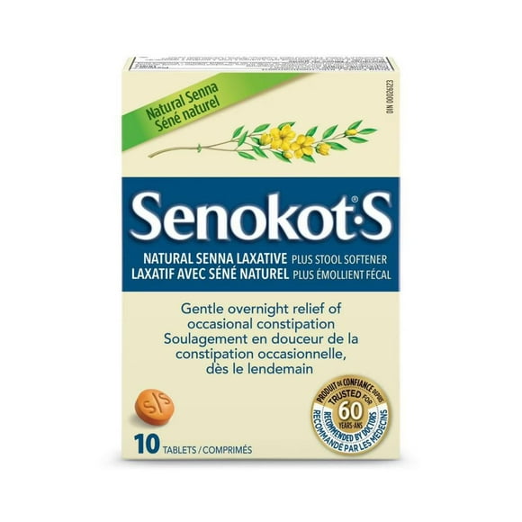 Senokot•S Natural Senna Laxative plus Stool Softener 10 Tablets, Natural Laxative