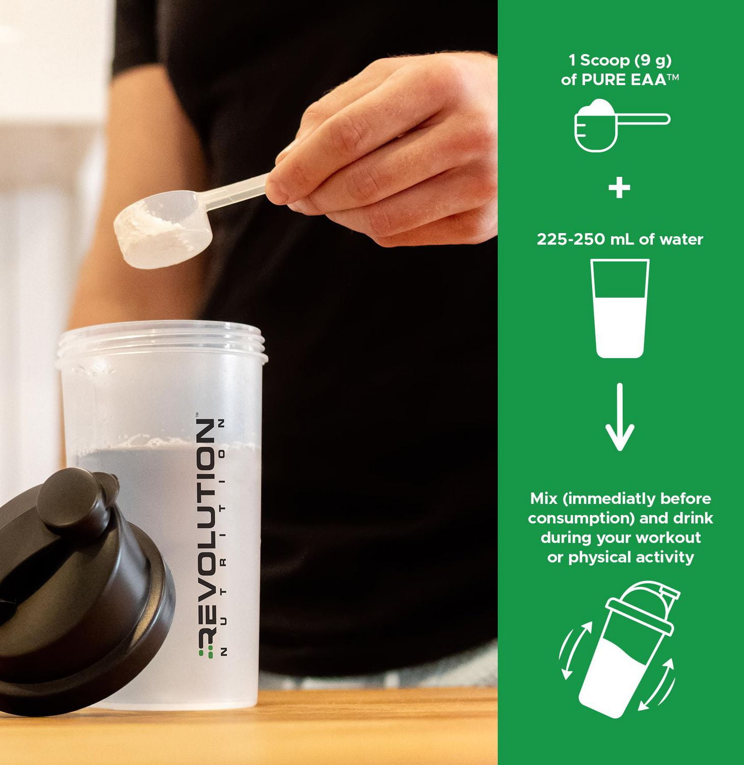 Revolution Nutrition, Poudre Pure EAA, Acides Aminés Essentiels pour la Récupération Post-Workout, Sans Gluten, Zéro Calorie, Zéro Sucre, avec Électrolytes, 5 g d’EAA par Portion, Tranche de Raisin, 240 g (26 Portions)