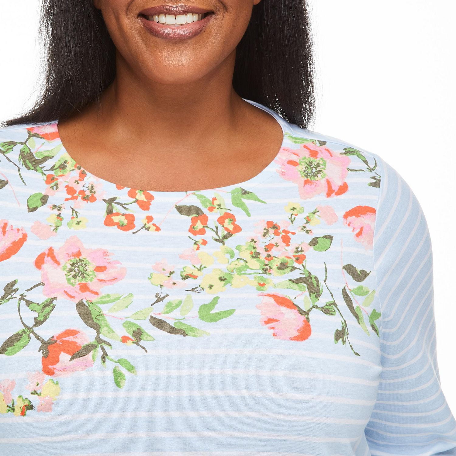 Penmans Plus Women's Printed Ruched Sleeve Tee