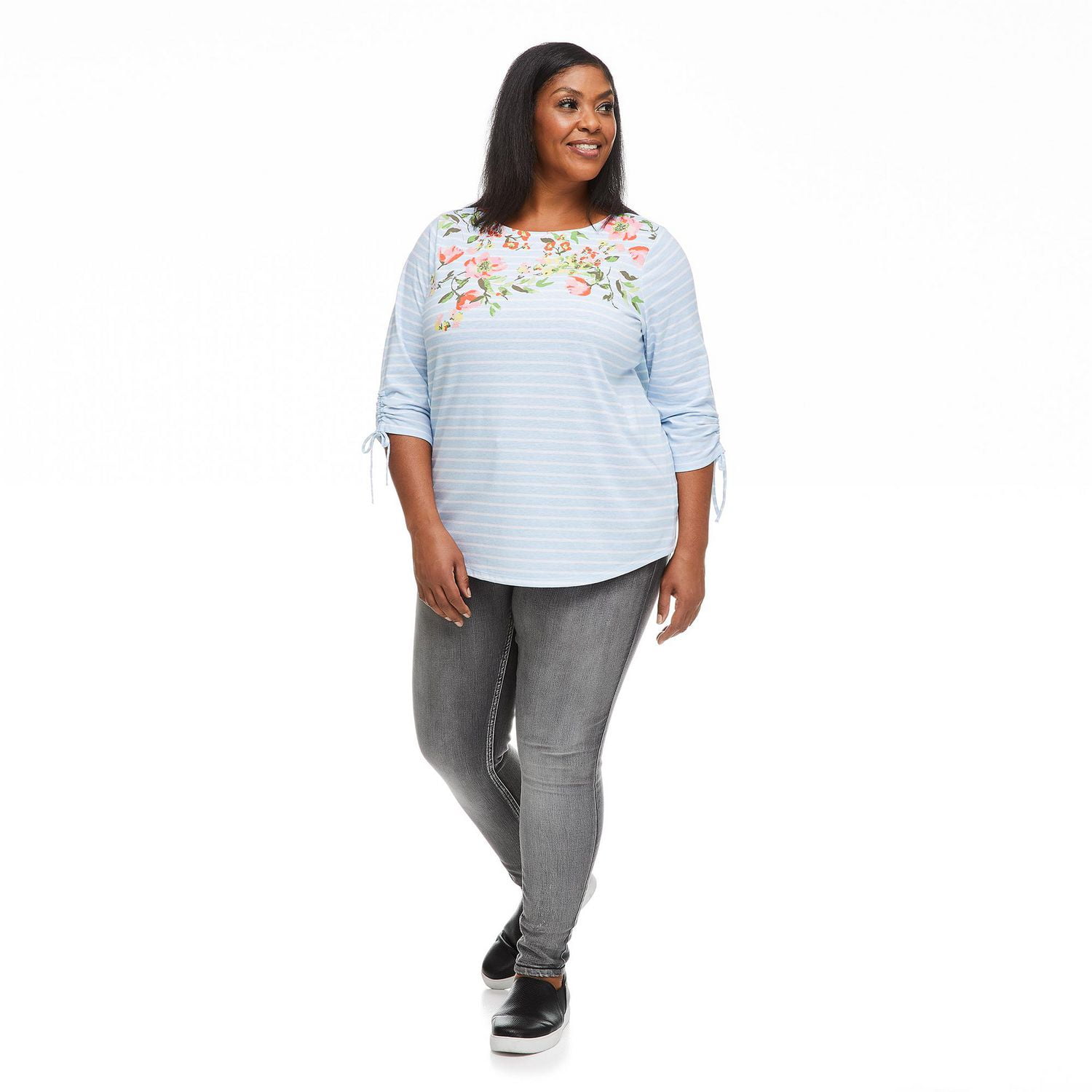 T-shirt imprimé à manches ruchées Penmans Plus pour femmes