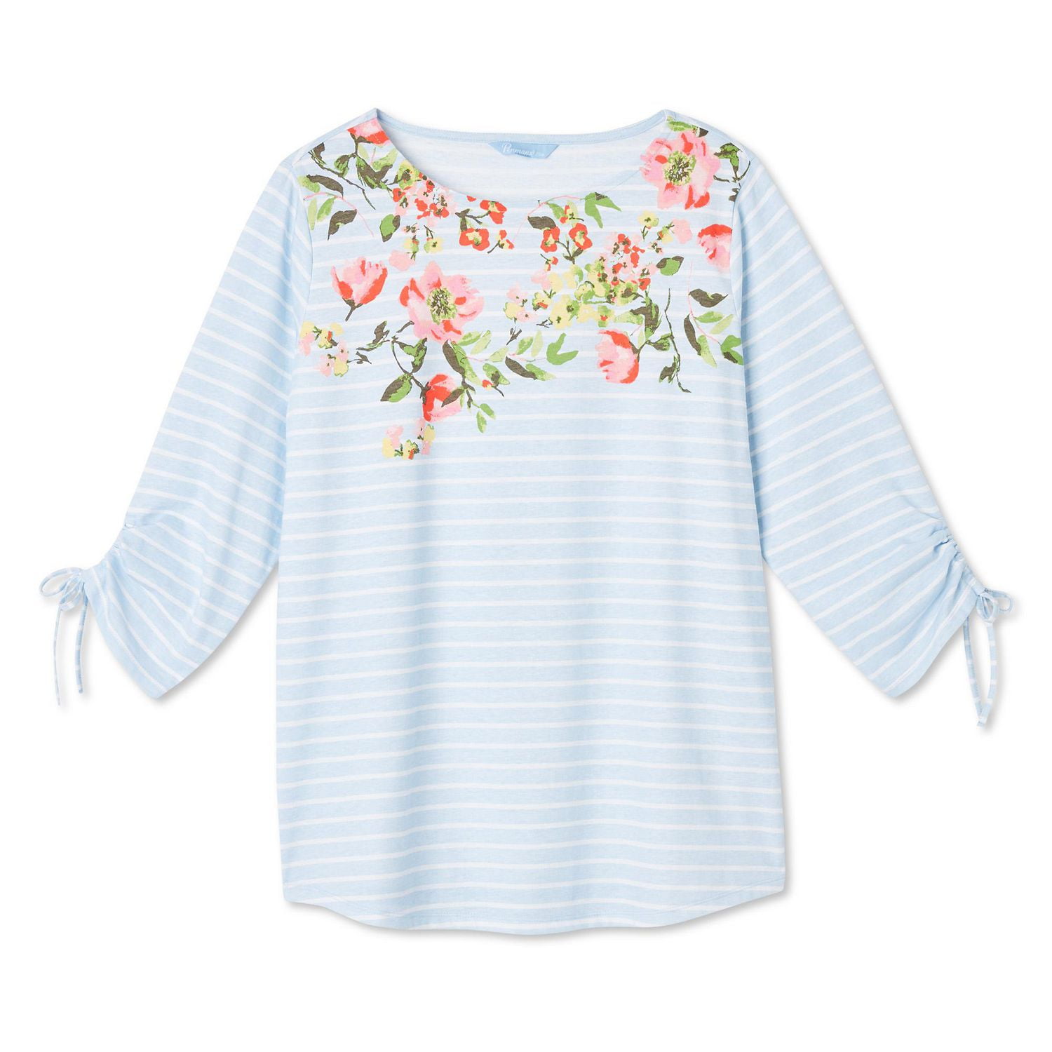 Penmans Plus Women's Printed Ruched Sleeve Tee
