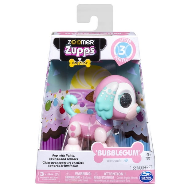 Zoomer Zupps Tiny Pups, Spaniel Bubblegum, Litter 3 - Interactive Puppy with Lights, Sounds and Sensors
