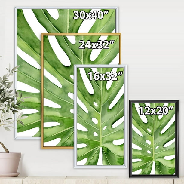 Set de 3 Affiches 30x40 Vert Tropical Plante Feuilles Toile Art