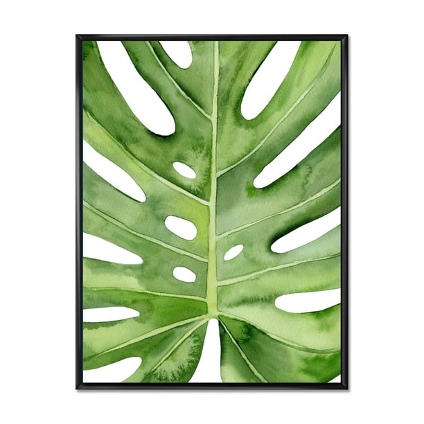 Designart Green Monstera Leaf Tropical Palm Botanical Detail FLOAT ...