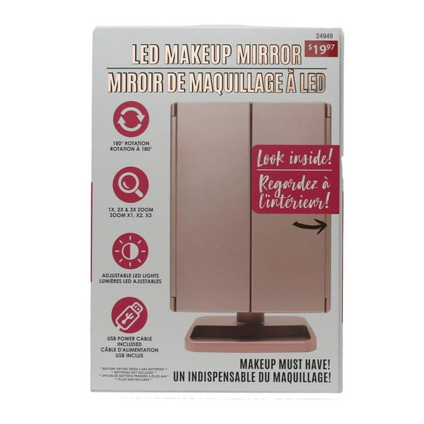 ONYX Professional LED TRIFOLD ROSE GOLD MIRROR Walmart.ca