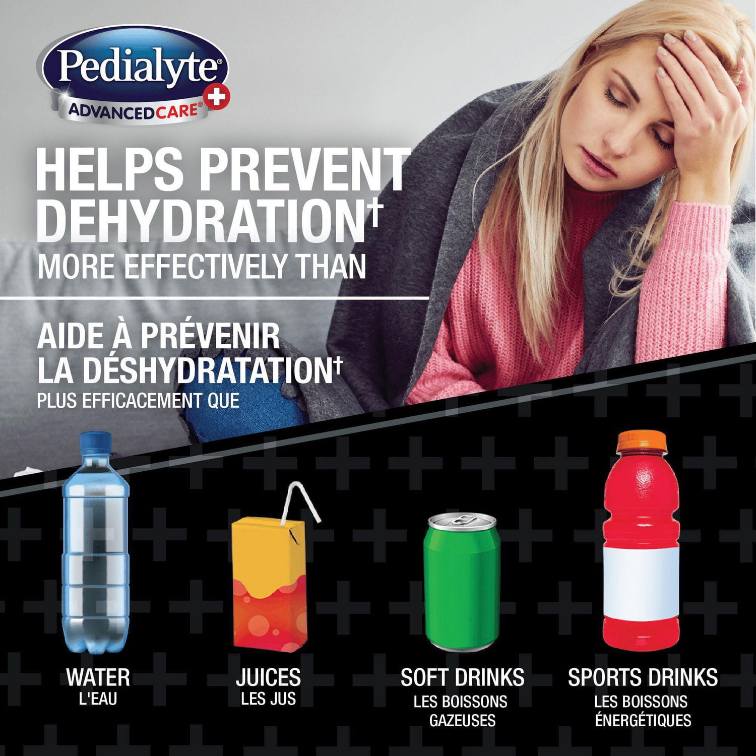 Bâtonnets de poudre d’électrolytes Pedialyte® AdvancedCare® Plus, électrolytes pour la déshydratation, fraise glacée, 6 x 17 g 6x17g