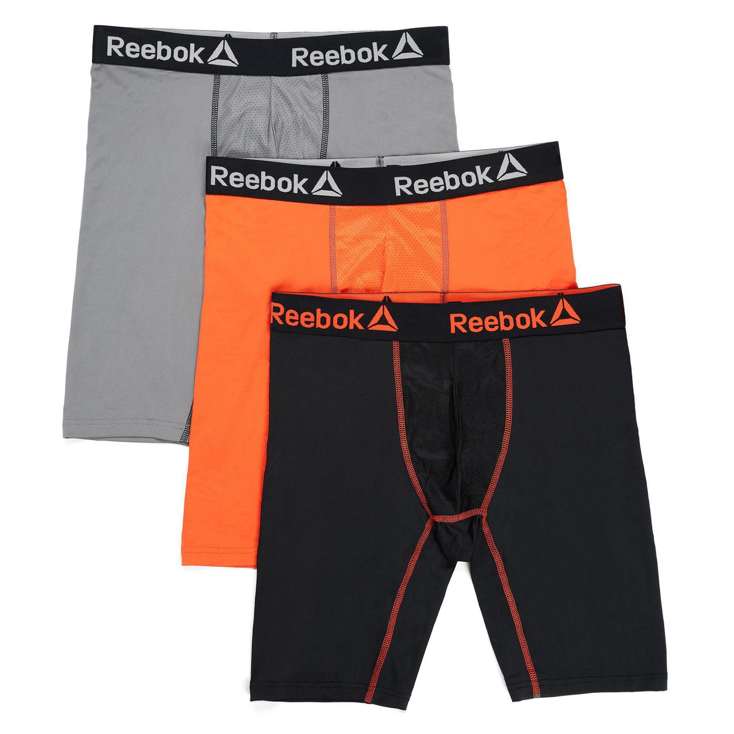 Reebok 3 Performance Long Leg Boxer Briefs 