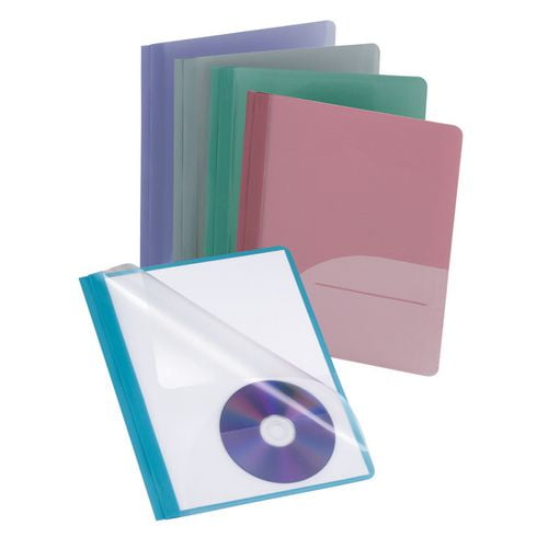 Protège-documents à couverture Oxford avant transparente avec pochette et fente pour CD