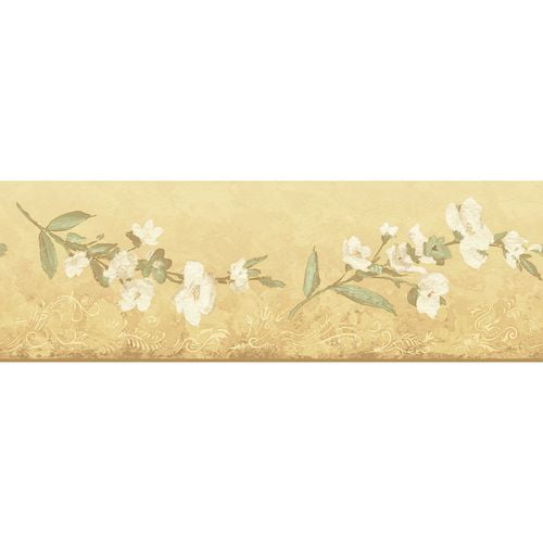 Papier Peint Bordure de fleurs dorées