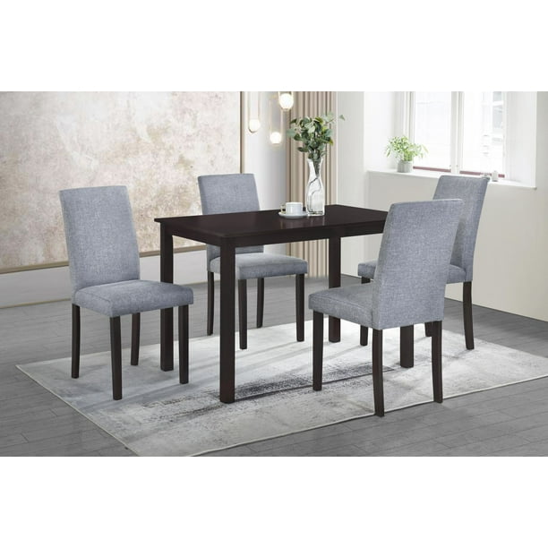 K-LIVING Ensemble de table à manger rectangulaire Dawn avec 4 chaises en gris