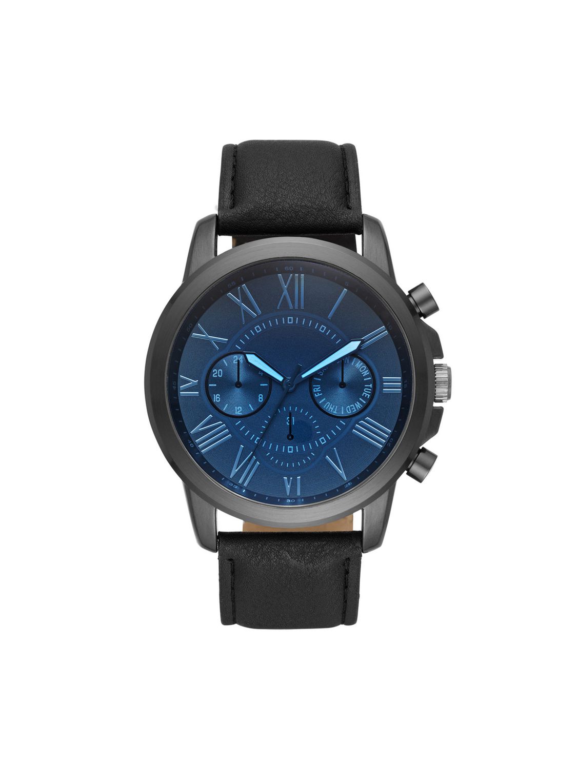 Men's George Fashion Watch with Black Vegan Strap and Blue Dial ...