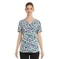 thumbnail image 1 of Scrubstar Women's Painterly Cheetah V-Neck Print Scrub Top ​, 1 of 5