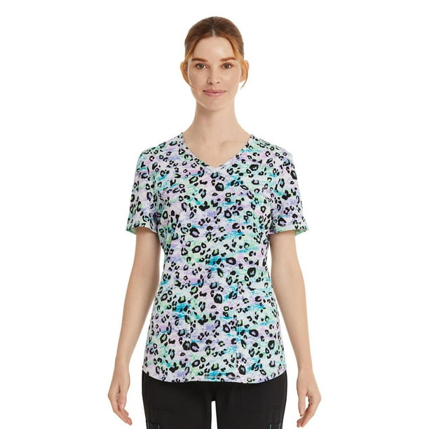 Scrubstar Women's Painterly Cheetah V-Neck Print Scrub Top - Walmart.ca