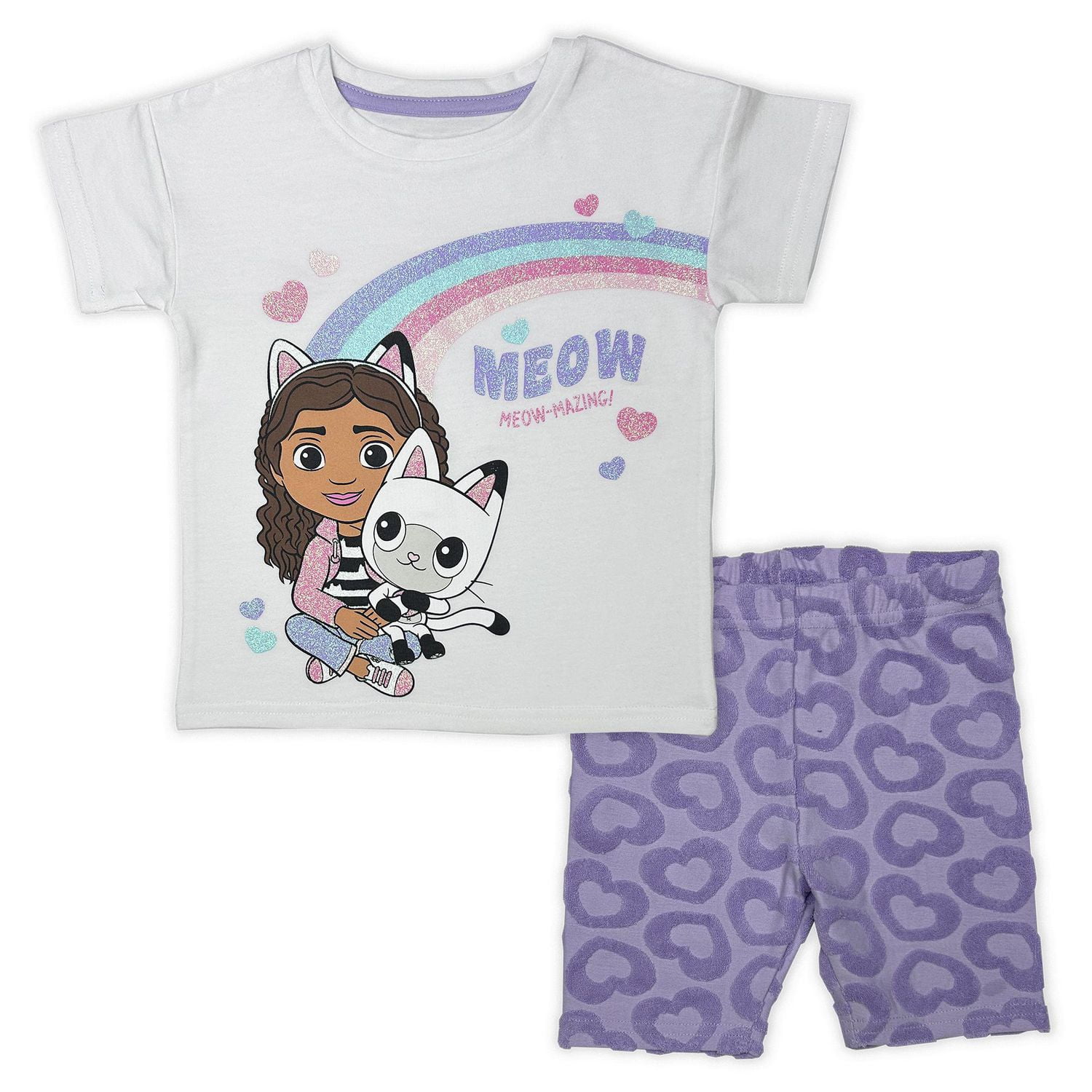 Gabby's Dollhouse Ensemble 2 pièces pour petites filles avec haut à manches courtes et short de vélo