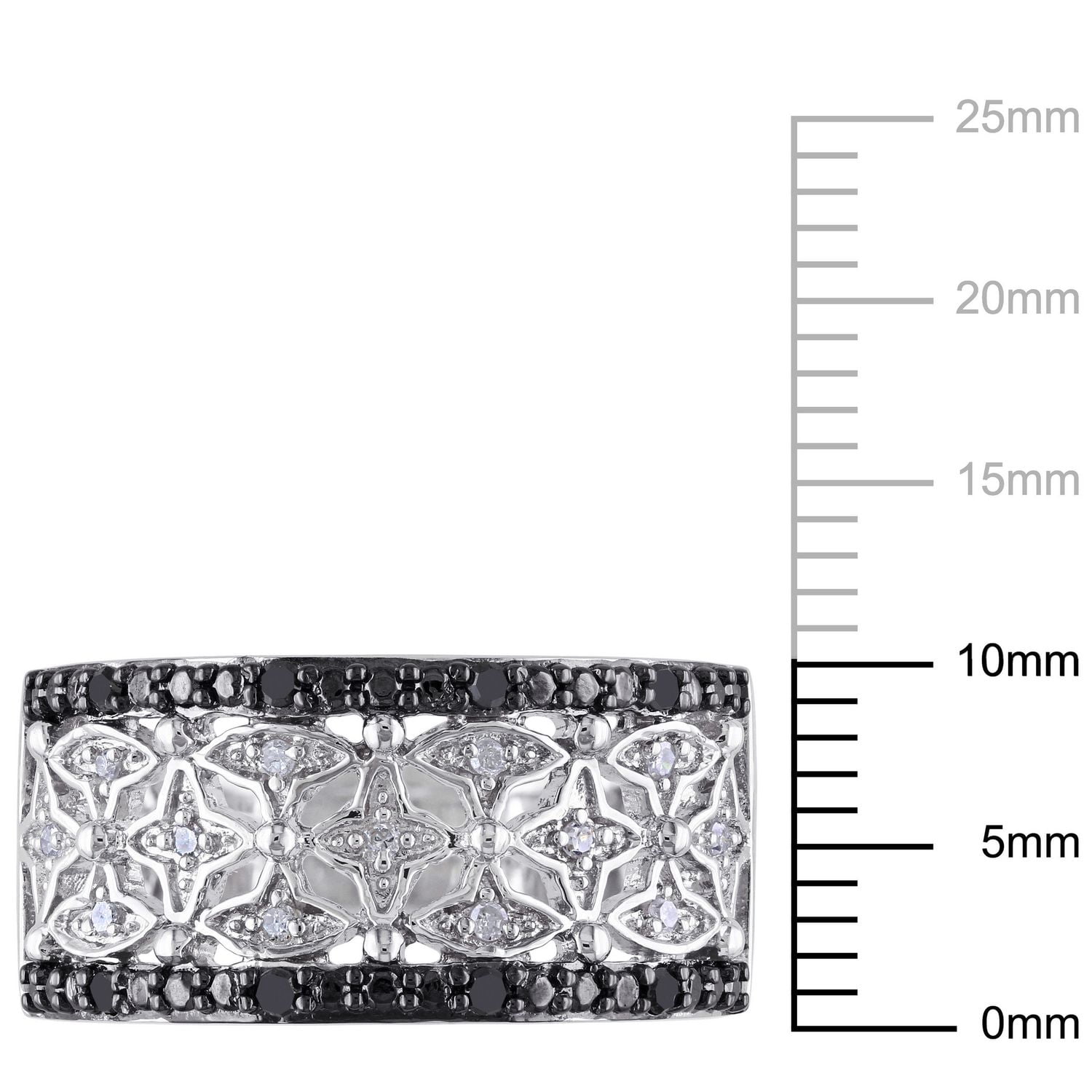 Bague rétro Asteria avec diamants noirs et blancs 1/7 CT poids total en argent sterling