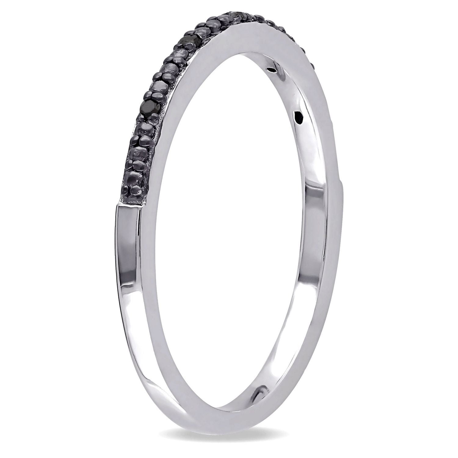 Asteria Black Diamond-Accent Sterling Silver Semi-Eternity Anniversary Ring