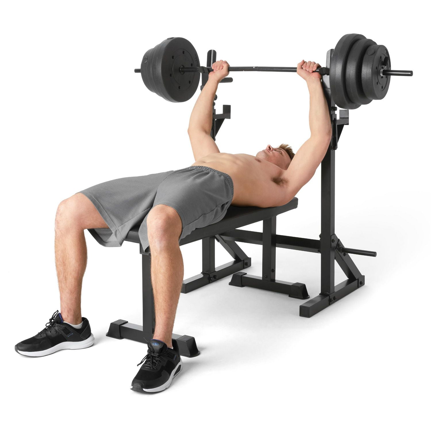 Barbell bench with discount 100lb weight set