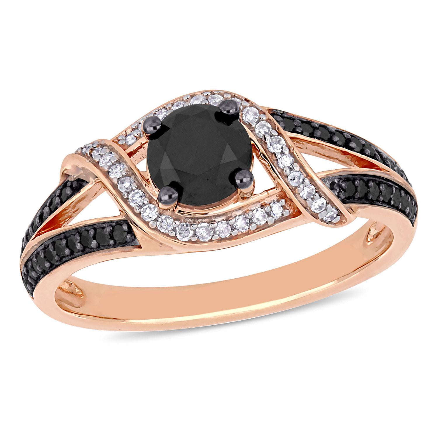 Asteria 1 Carat T.W. Black and White Diamond 10 K Rose Gold Engagement Ring