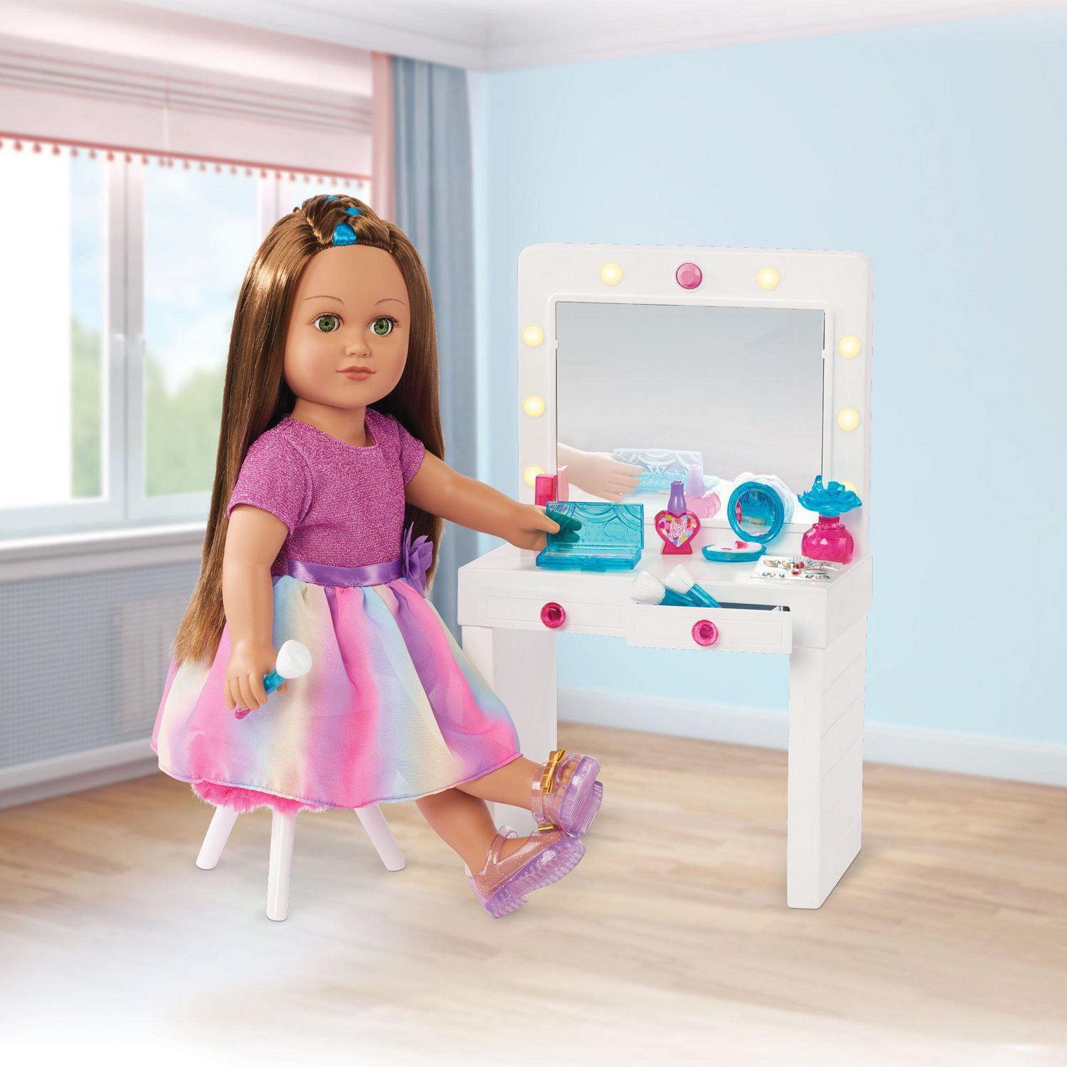 18-Inch Doll Furniture - Mirrored Closet with Ballet Barre - fits American  Girl ® Dolls