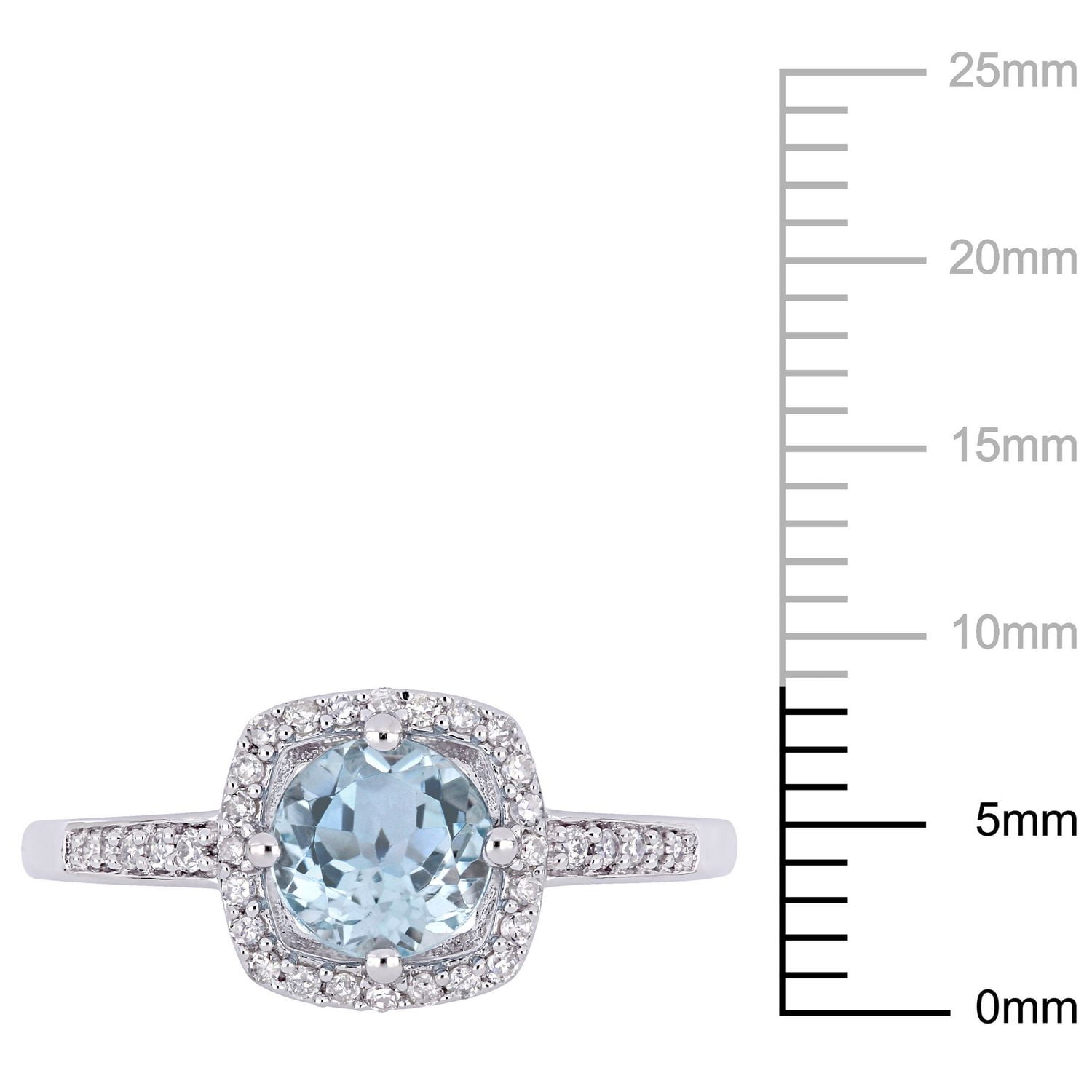 Tangelo 1 Carat T.G.W. Sky-Blue Topaz and 1/7 Carat T.W. Diamond 10K White Gold Halo Ring