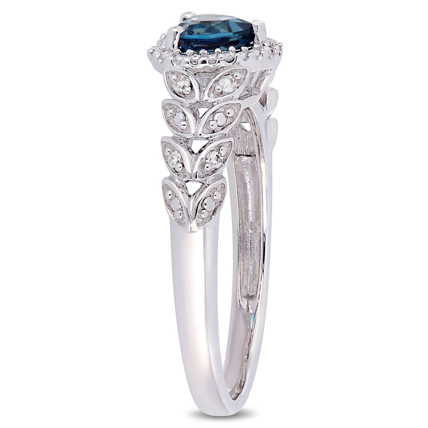Tangelo 1/2 Carat T.G.W. London-Blue Topaz and Diamond-Accent 10K White Gold Halo Heart Ring