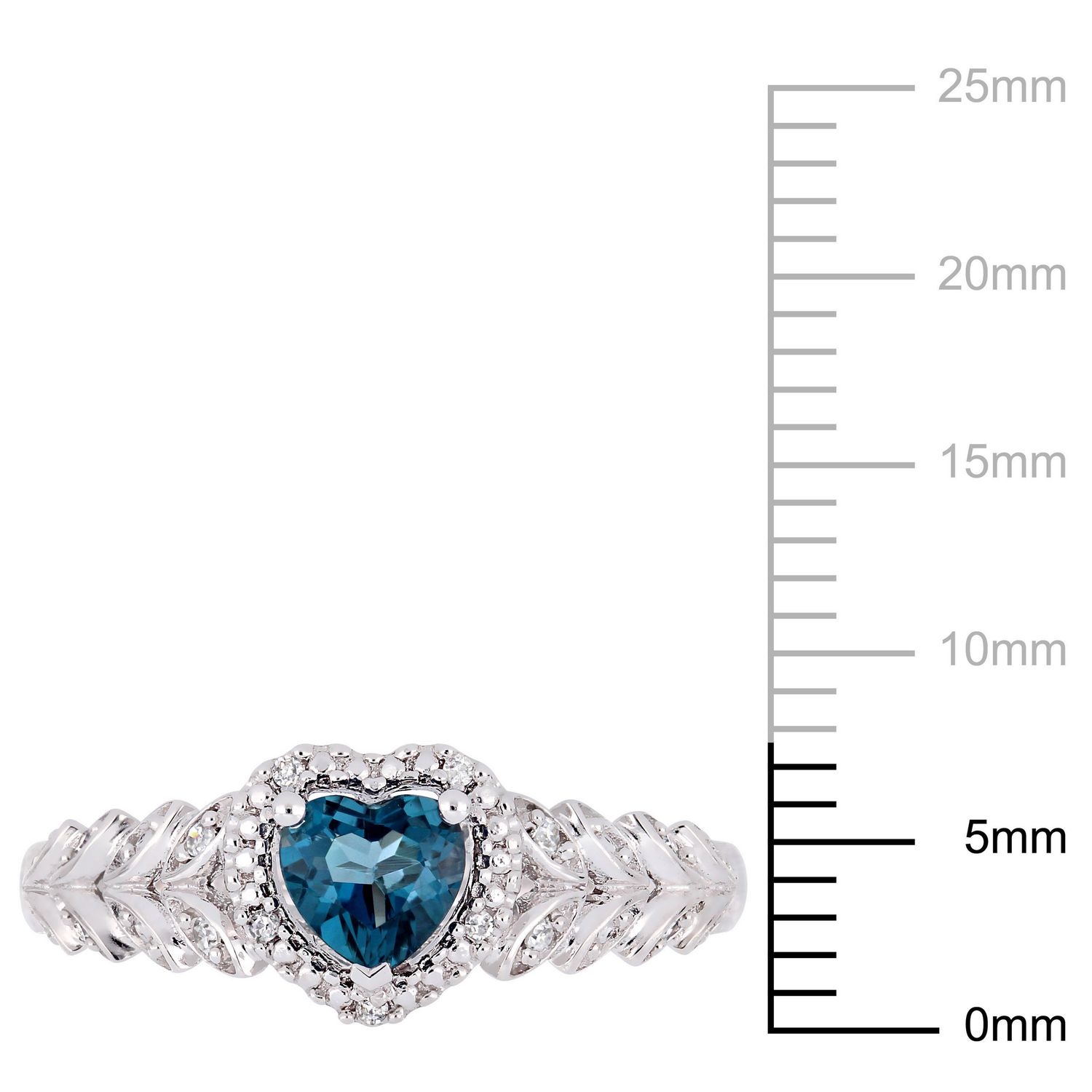 Tangelo 1/2 Carat T.G.W. London-Blue Topaz and Diamond-Accent 10K White Gold Halo Heart Ring