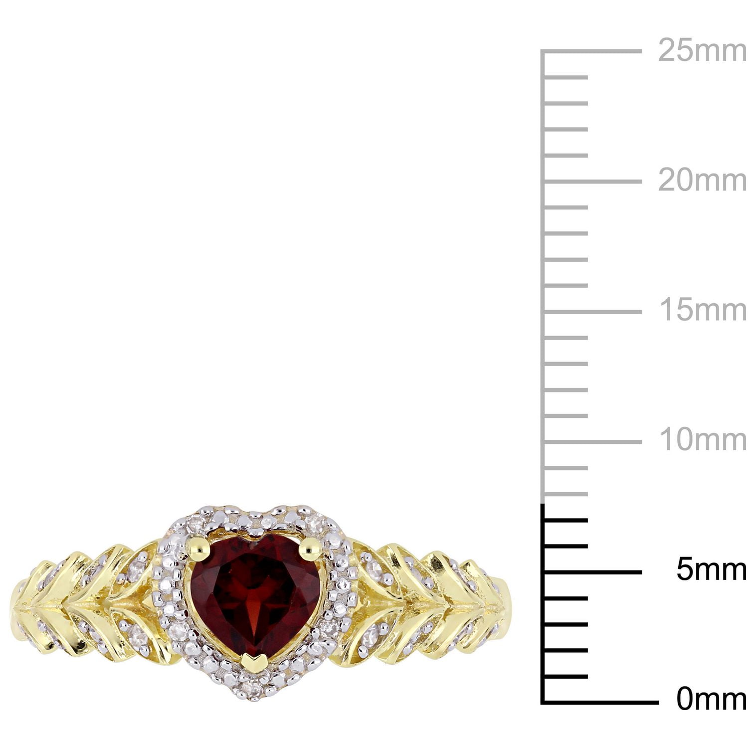 Tangelo 1/2 Carat T.G.W. Garnet and Diamond-Accent 10K Yellow Gold Halo Heart Ring