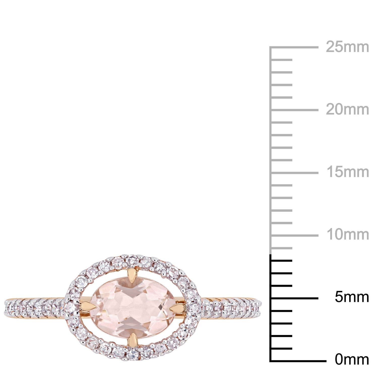 Tangelo 3/4 Carat T.G.W. Morganite and 1/4 Carat T.W. Diamond 14K Rose Gold Halo Ring