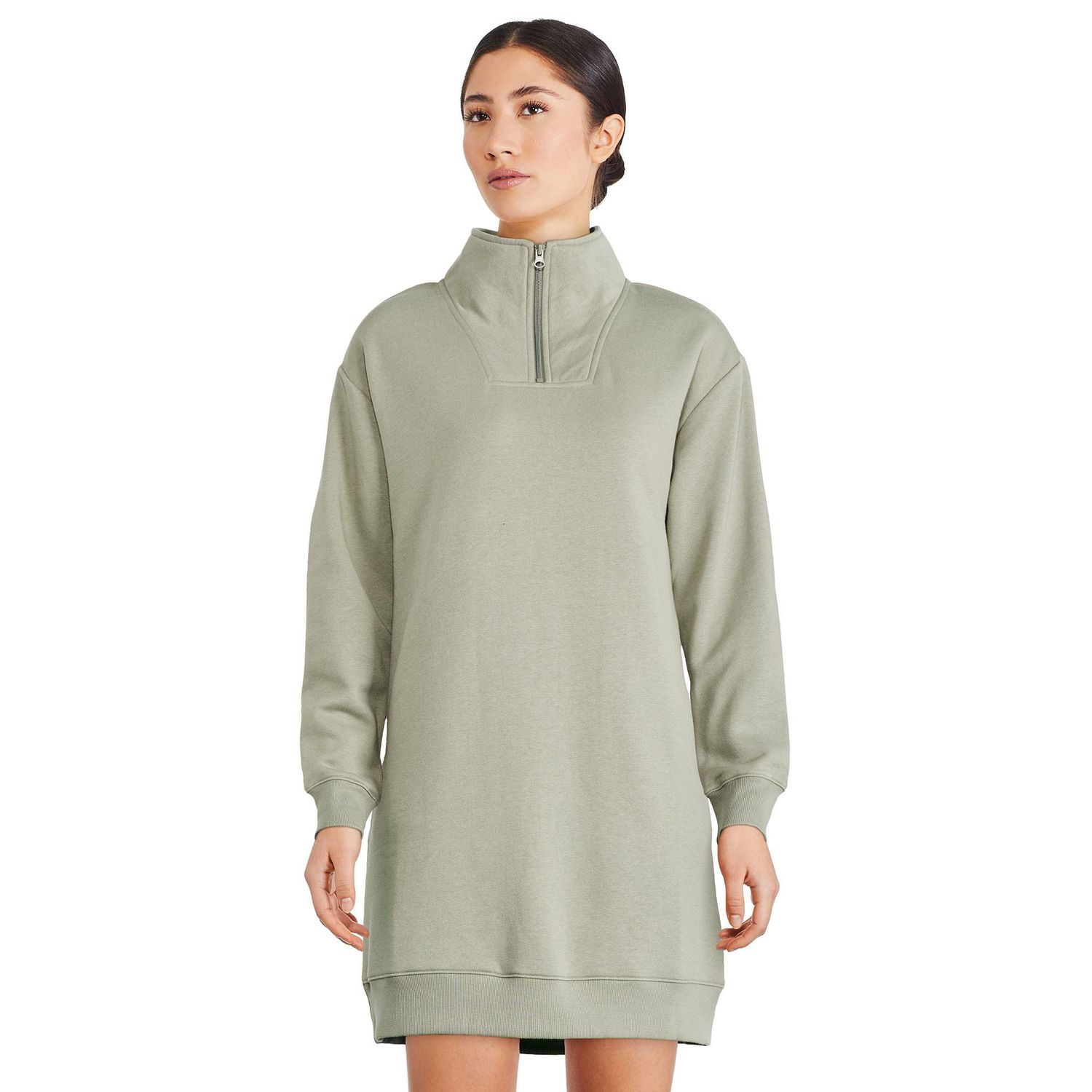BALEAF Women's Polar Fleece Dress Long Vest Sweatshirt Tunic Dress Quarter  Zip Pullover Winter Outfits Pocket