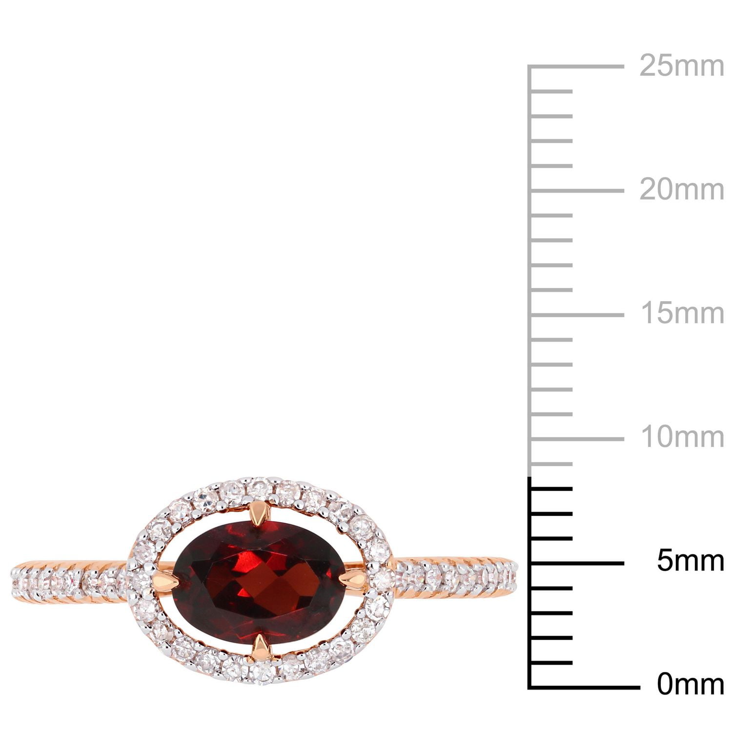 Bague auréole Tangelo avec grenat 1 CT PBT et diamants 1/4 CT poids total en or rosé 10K