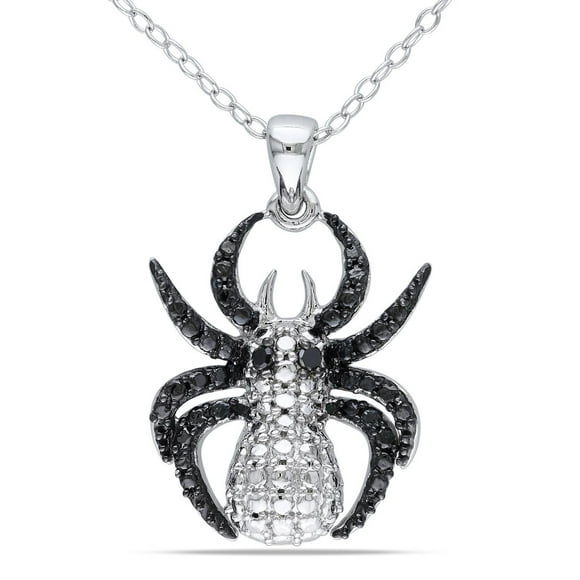 Asteria Black Diamond Accent Sterling Silver Spider Pendant, 18"