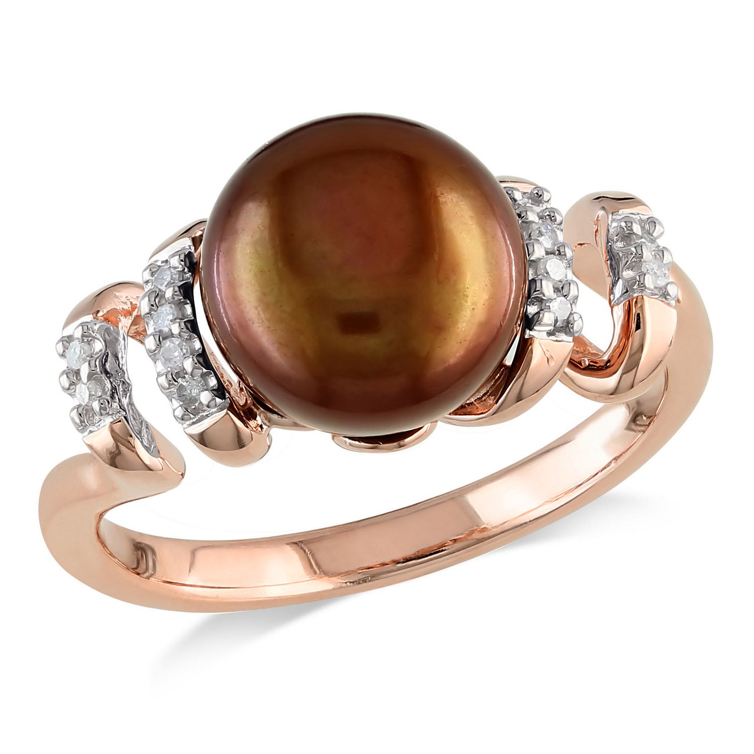 Tangelo 9-9.5MM Brown Freshwater Cultured Pearl and Diamond-Accent Rose ...