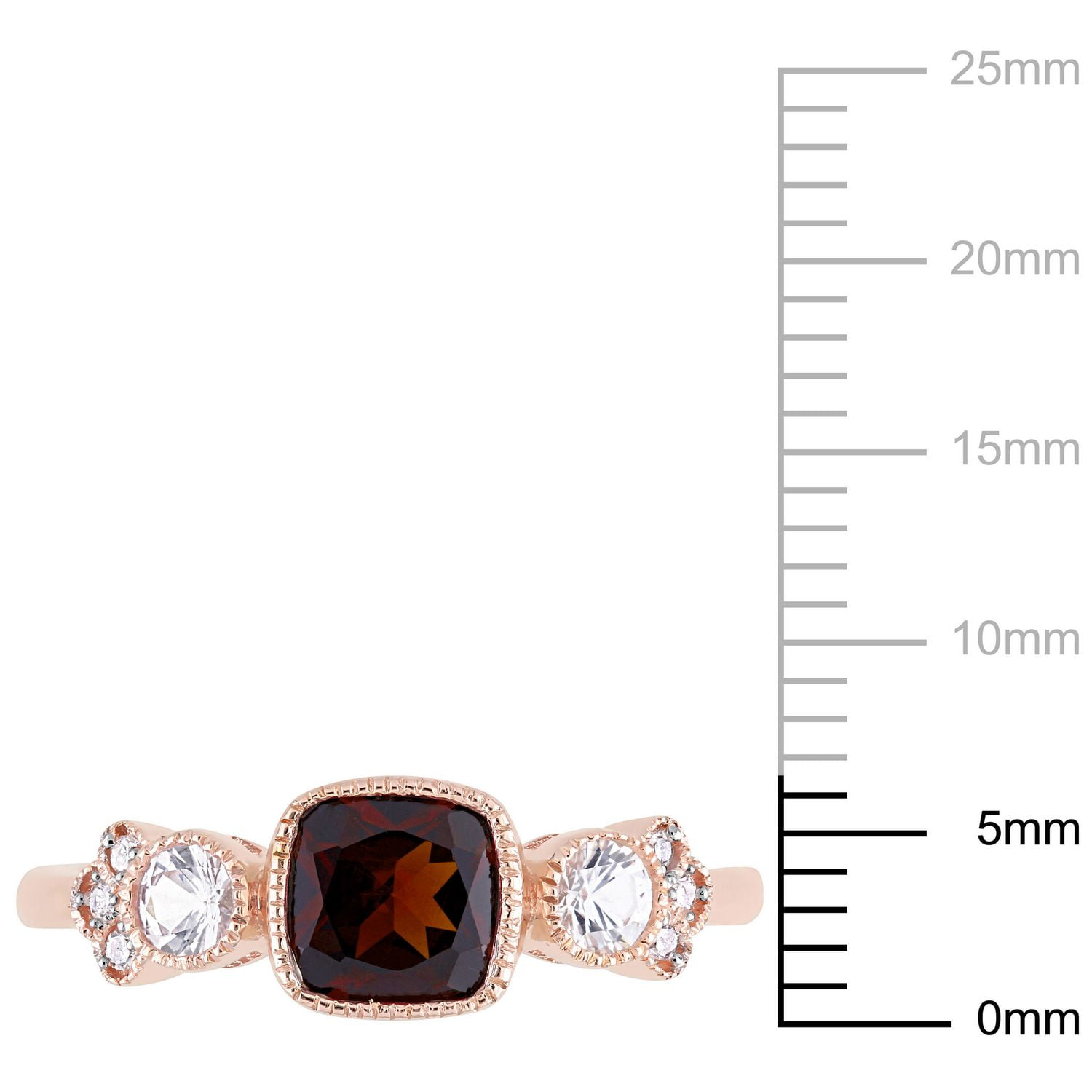 Tangelo 1-1/2 Carat T.G.W. Garnet, White Sapphire and Diamond-Accent 10 K Rose Gold Three-Stone Ring