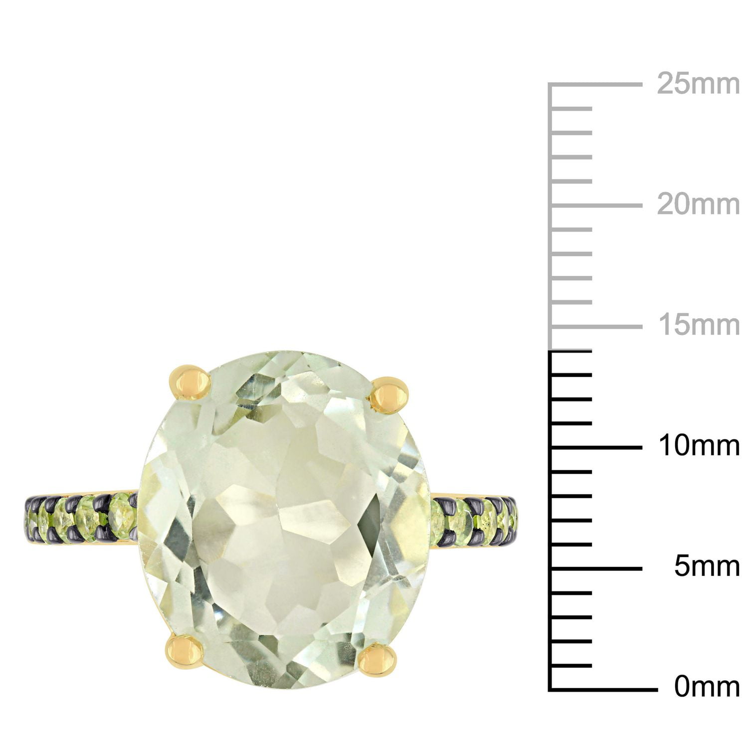 Tangelo 8 Carat T.G.W. Green Amethyst and Peridot Yellow Plated Sterling Silver Cocktail Ring