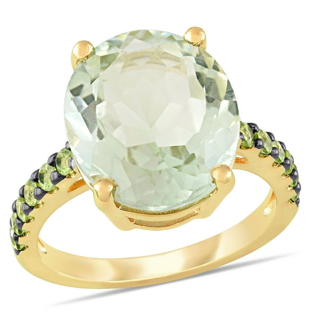 Tangelo 8 Carat T.G.W. Green Amethyst and Peridot Yellow Plated ...