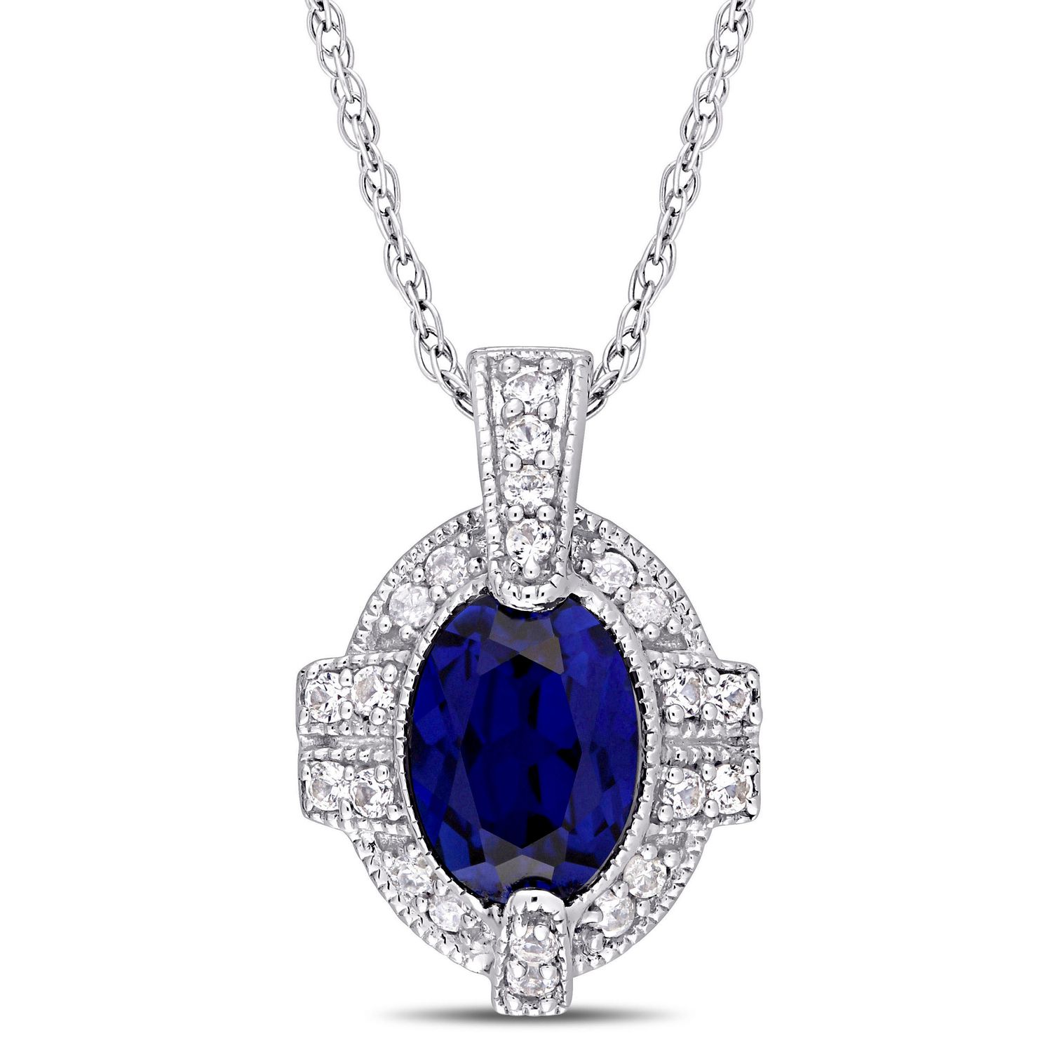 Tangelo 1-2/5 Carat T.G.W. Created Blue and White Sapphire Diamond ...