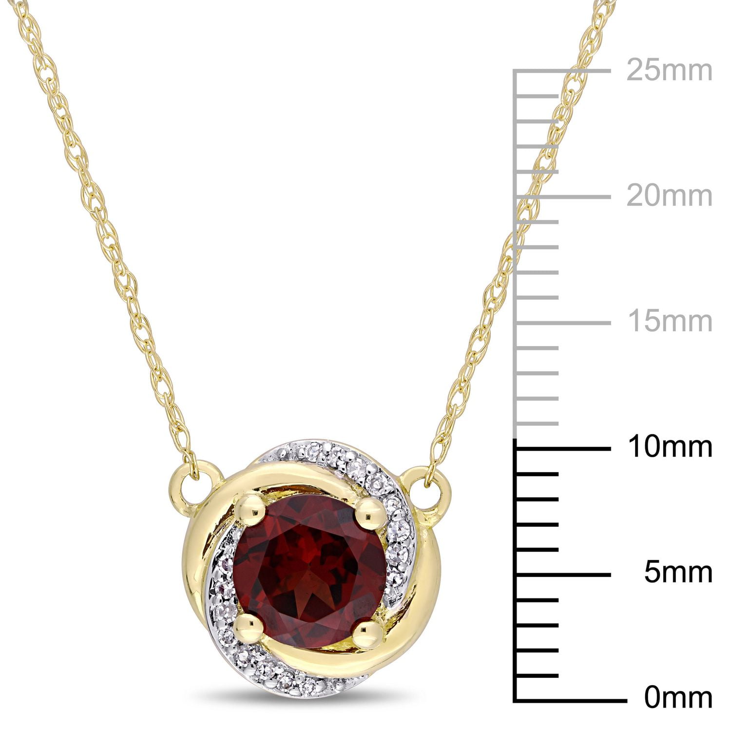Tangelo 1 Carat T.G.W. Garnet and Diamond-Accent 10K Yellow Gold Swirl Necklace, 17"