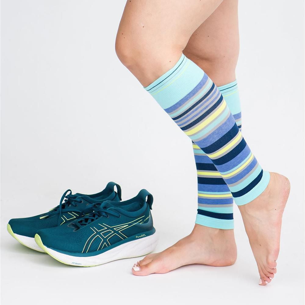 Stripe Navy + Teal Cotton Compression Sleeve