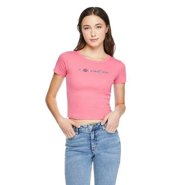 T-shirt à manches courtes No Boundaries pour femmes Tailles TP–TTG