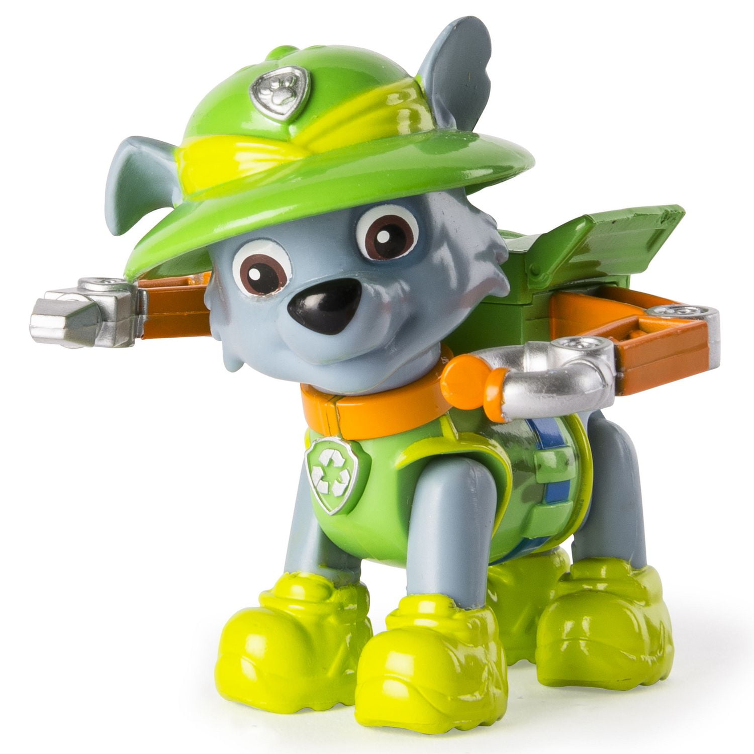 PAW Patrol, Moto Pups Rocky’s Deluxe Pull Back Motorcycle Vehicle with  Wheelie Feature and Figure