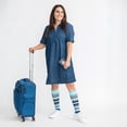 thumbnail image 2 of Dr. Johnny's Stripe Navy + Teal Cotton Compression Socks, 2 of 3