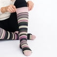 thumbnail image 3 of Dr. Johnny's Stripe Black + Pink Cotton Compression Socks, 3 of 4