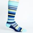 thumbnail image 1 of Dr. Johnny's Stripe Navy + Teal Cotton Compression Socks, 1 of 3