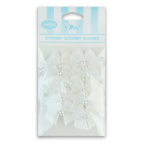 Boucle double transparente avec perles de Offray - 10 pièces
